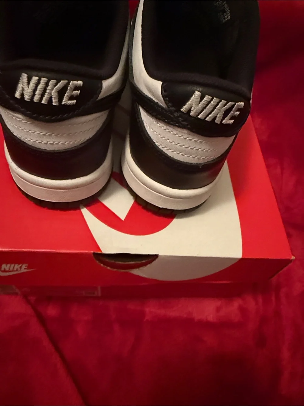 Nike Dunk Low (GS) Box Label - White/Black on Red